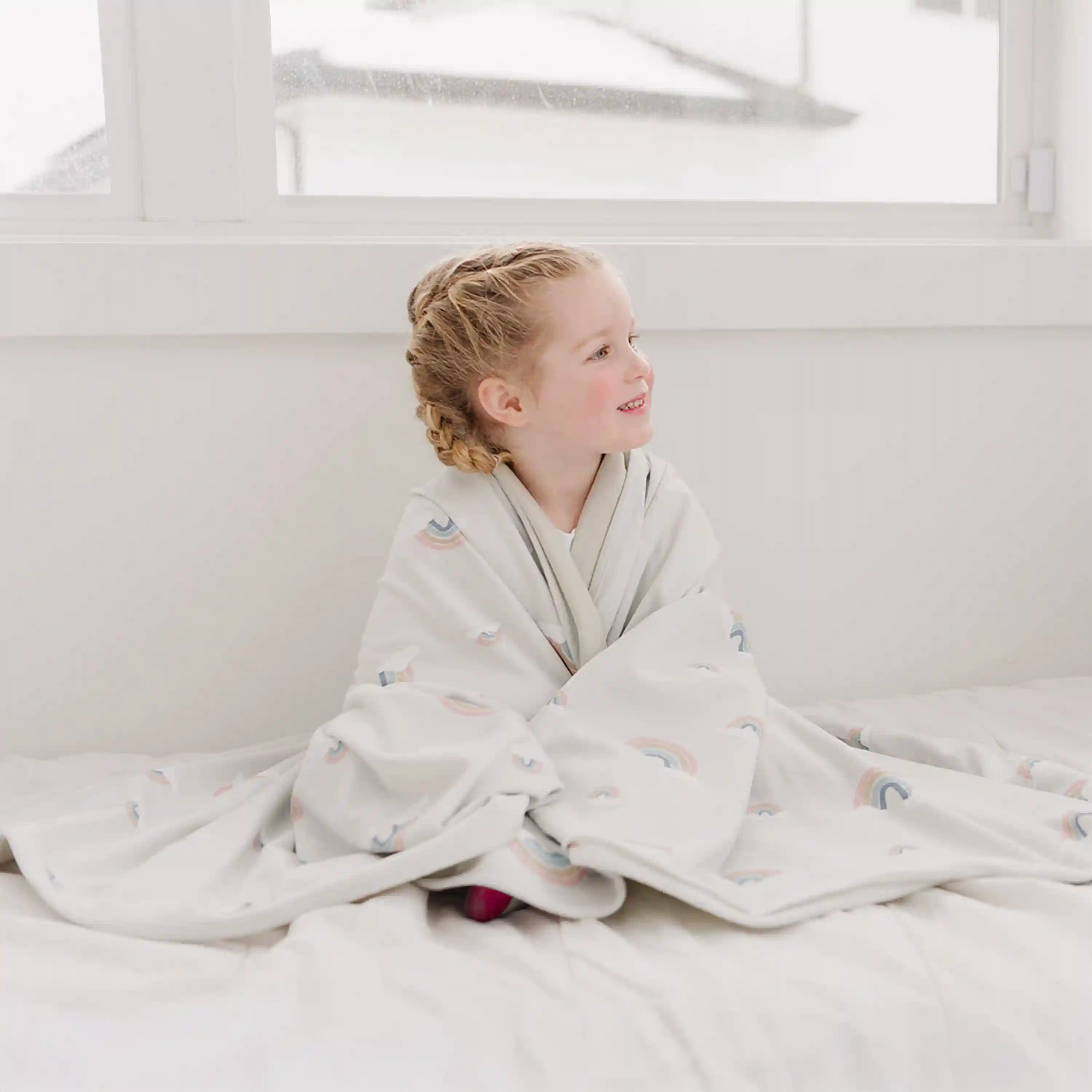 Toddler Blanket, 4 Season® Merino Wool & Organic Cotton Blanket, 52.5" x 40", Rainbow