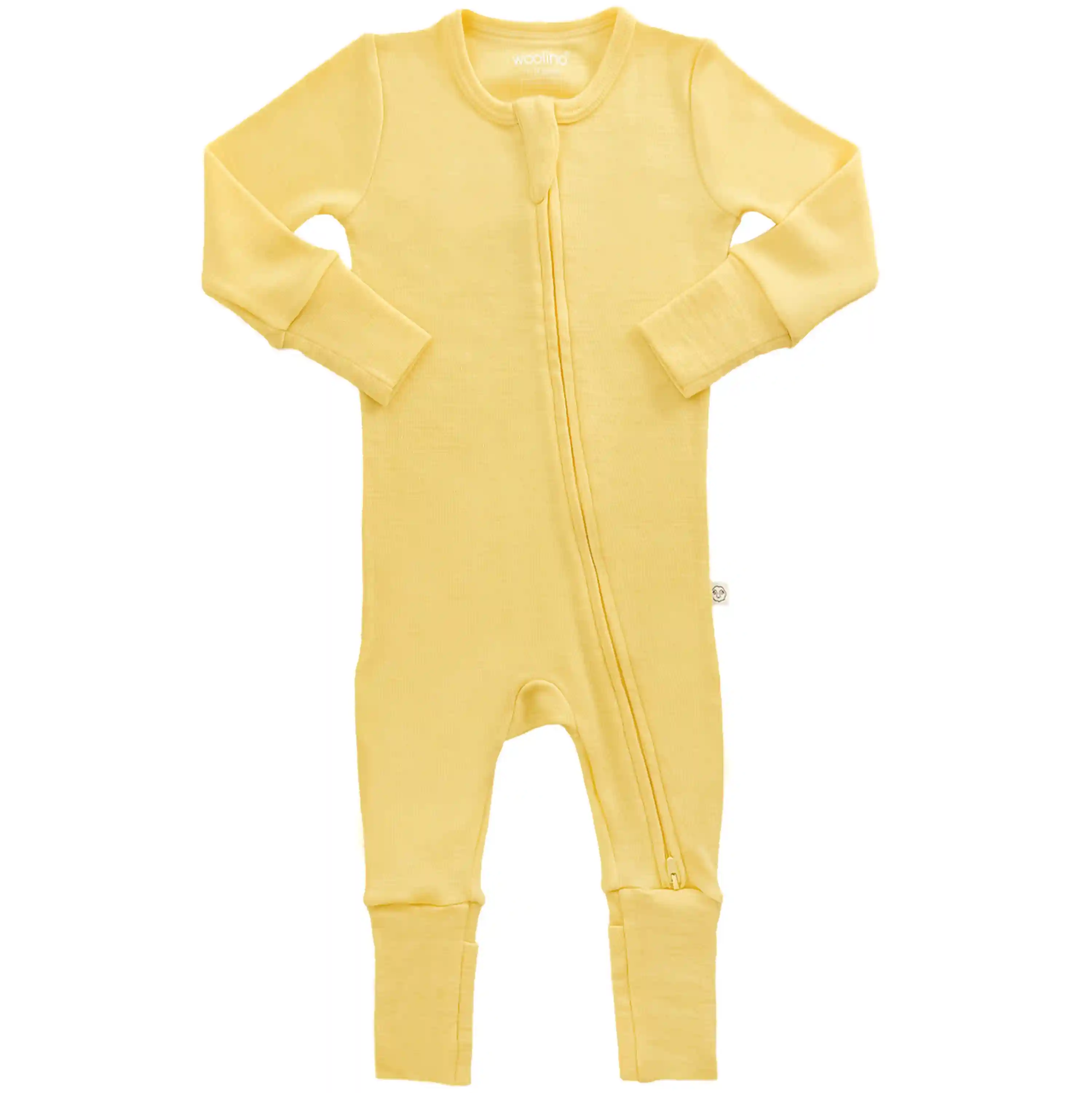 Convertible Baby Romper, Footless Pajamas, Merino Wool, Banana