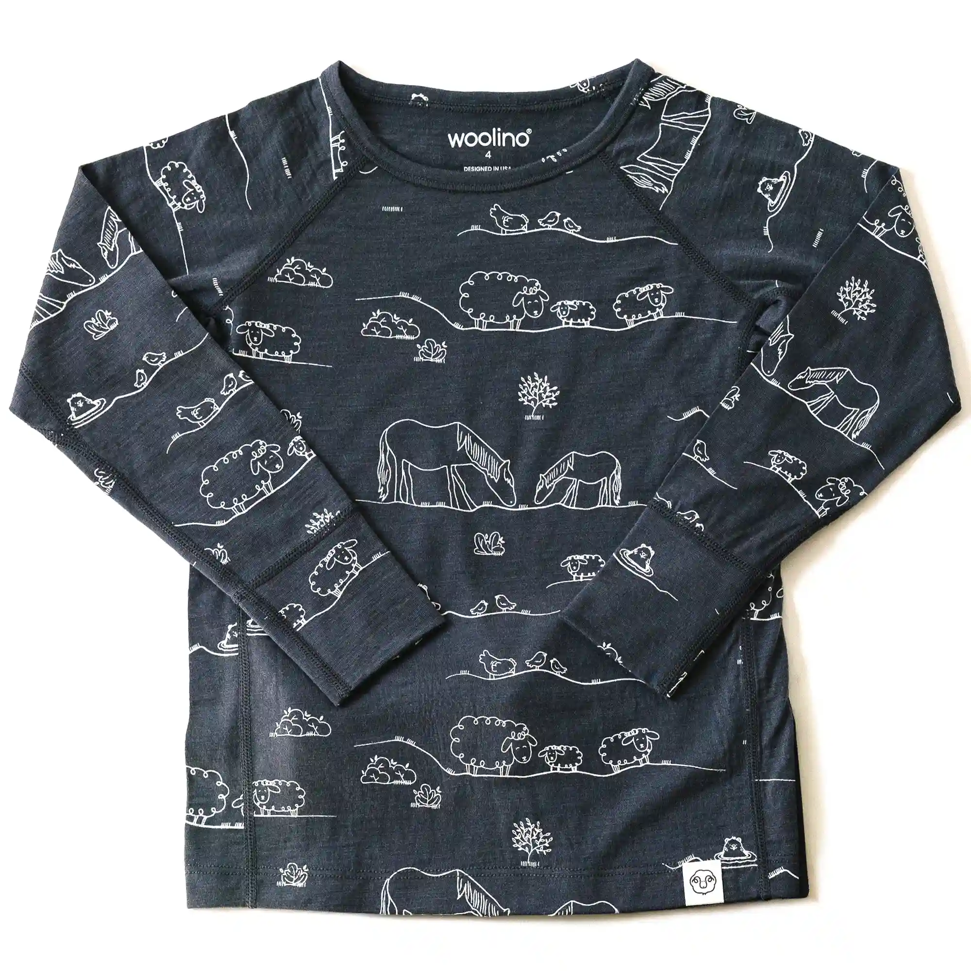 Alternative view of Kids Merino Wool Base Layer, Long Sleeve Top, Farm