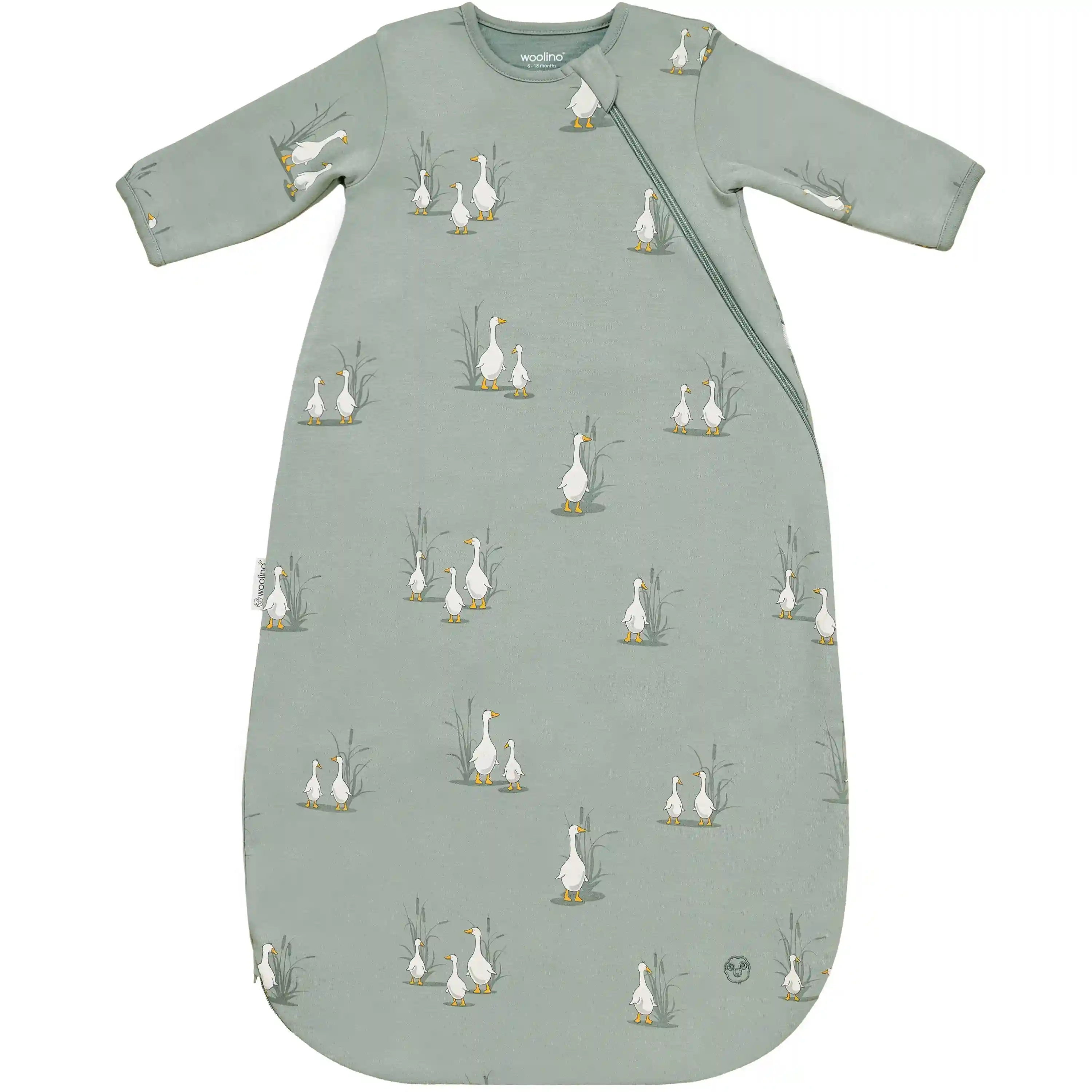 Slumber Sack, Baby Sleep Bag with Sleeves, Merino Wool & Organic Cotton, Goose