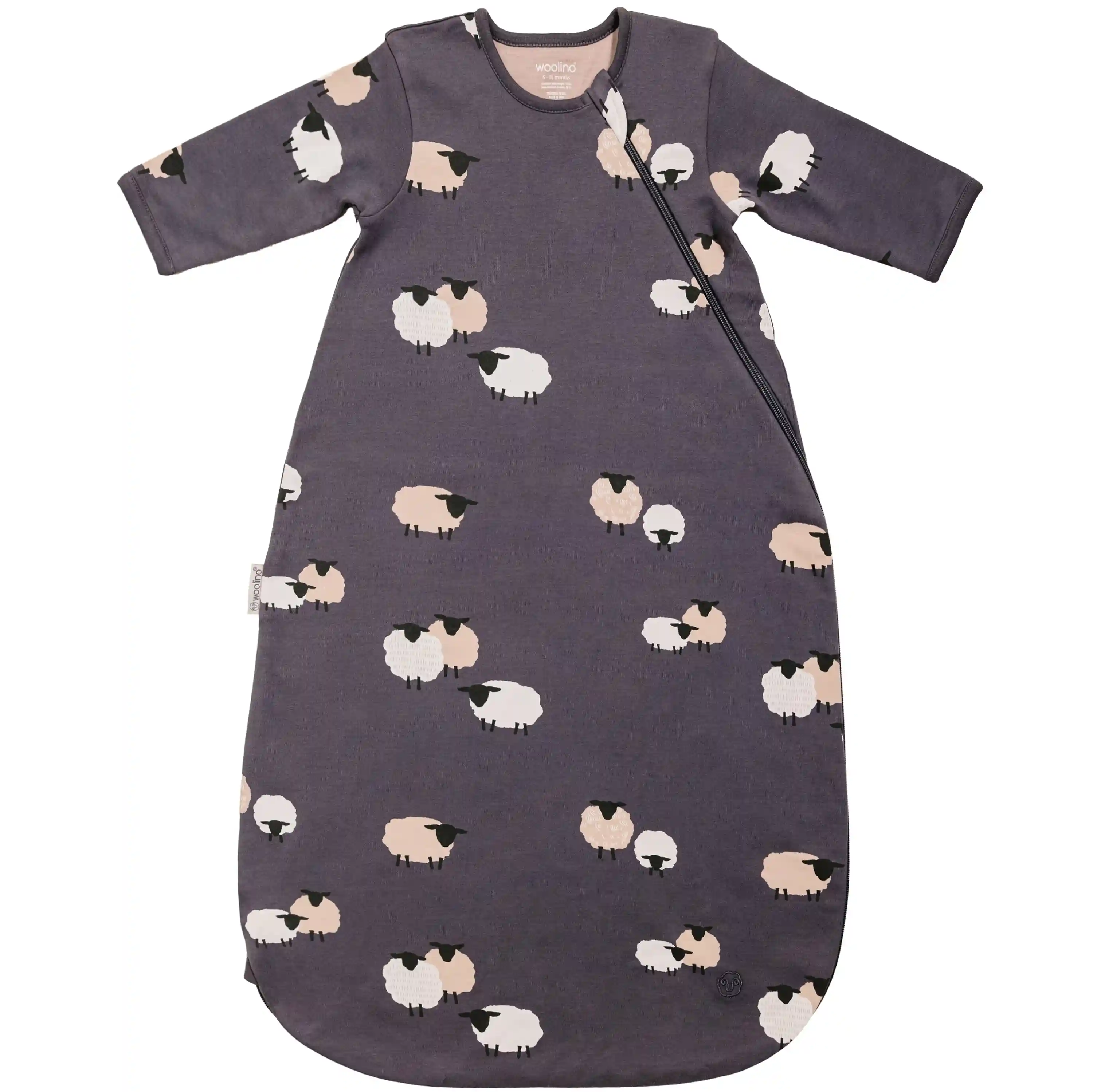Slumber Sack, Baby Sleep Bag with Sleeves, Merino Wool & Organic Cotton, Sheep Slate