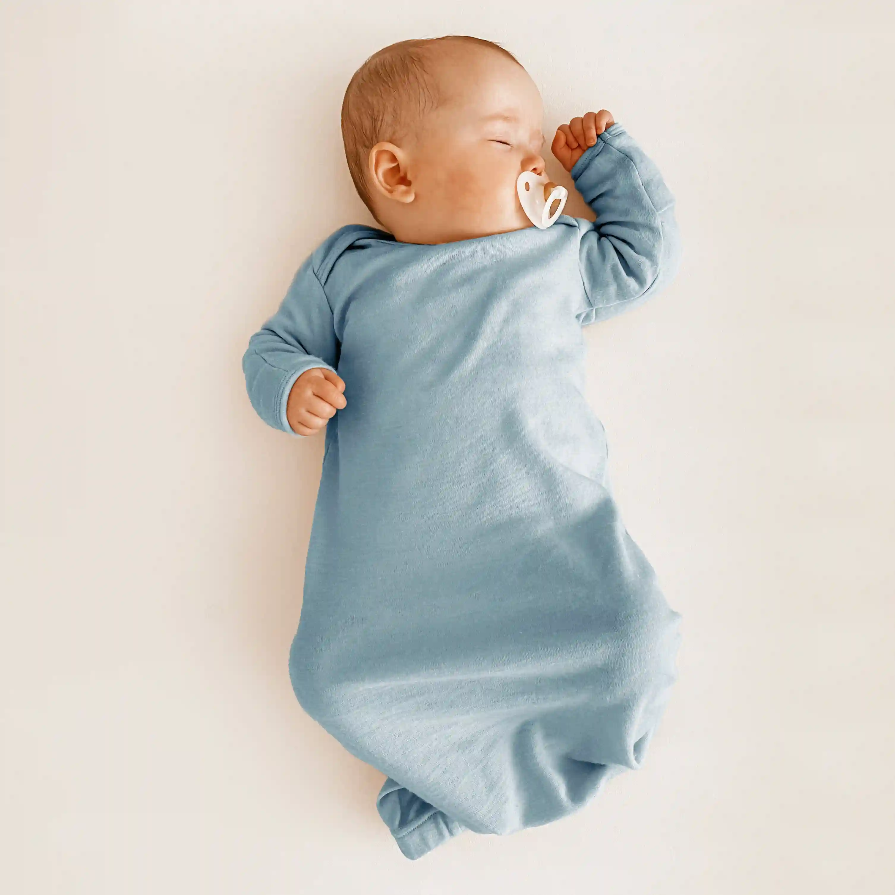 Alternative view of Baby Gown, Merino Wool, 0-6 Months, Blue