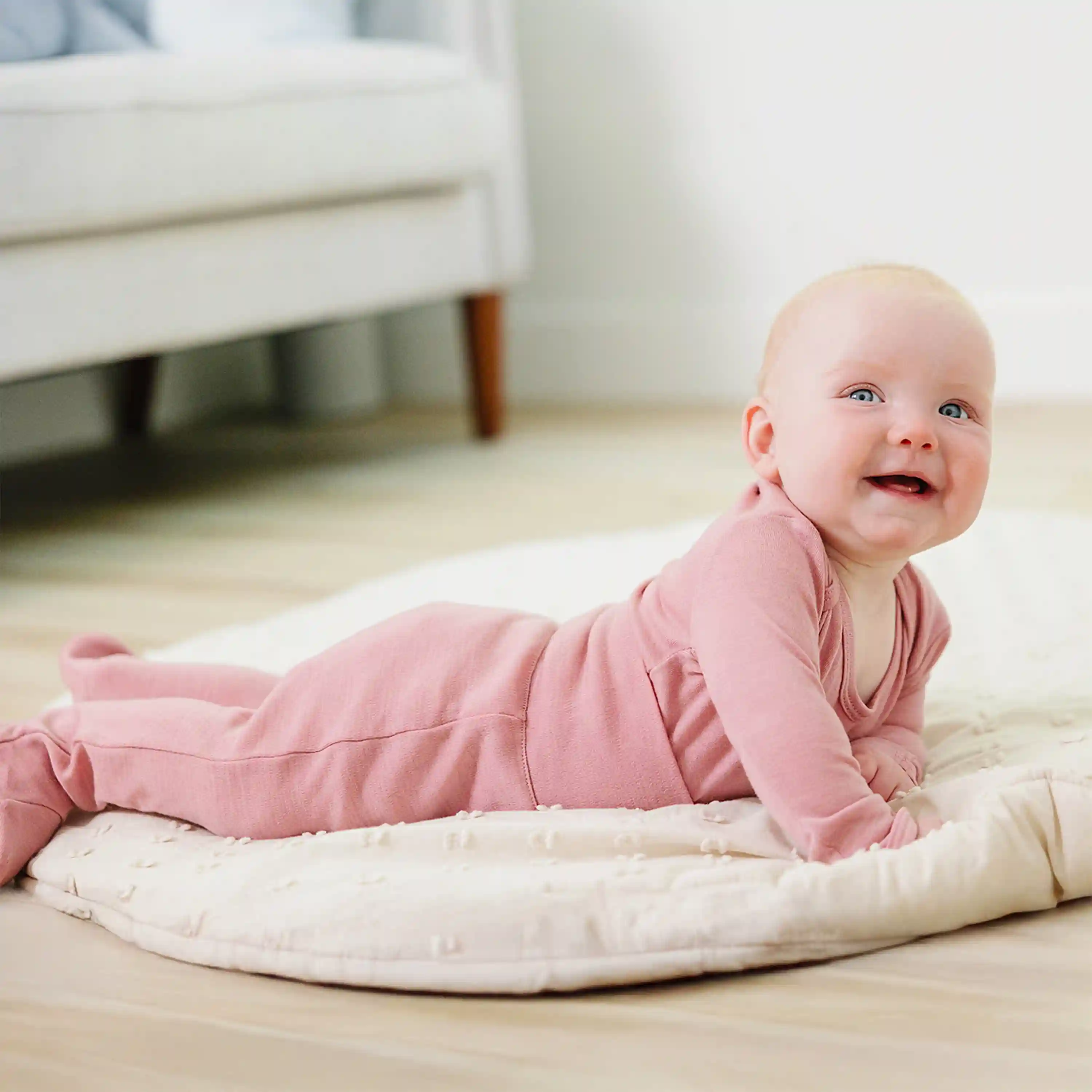 Alternative view of Baby Footed Pants, Merino Wool, Blush