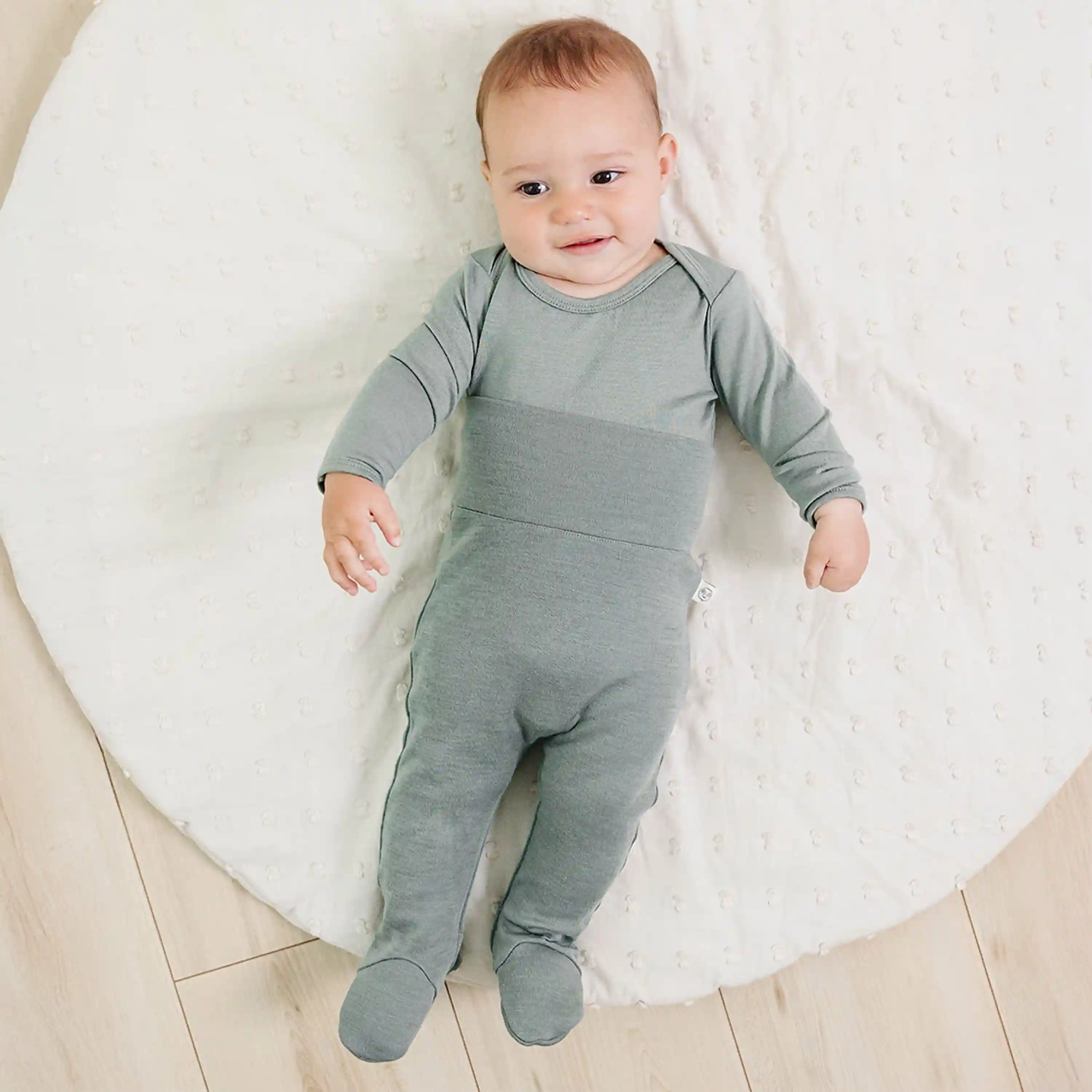 Alternative view of Baby Footed Pants, Merino Wool, Sage