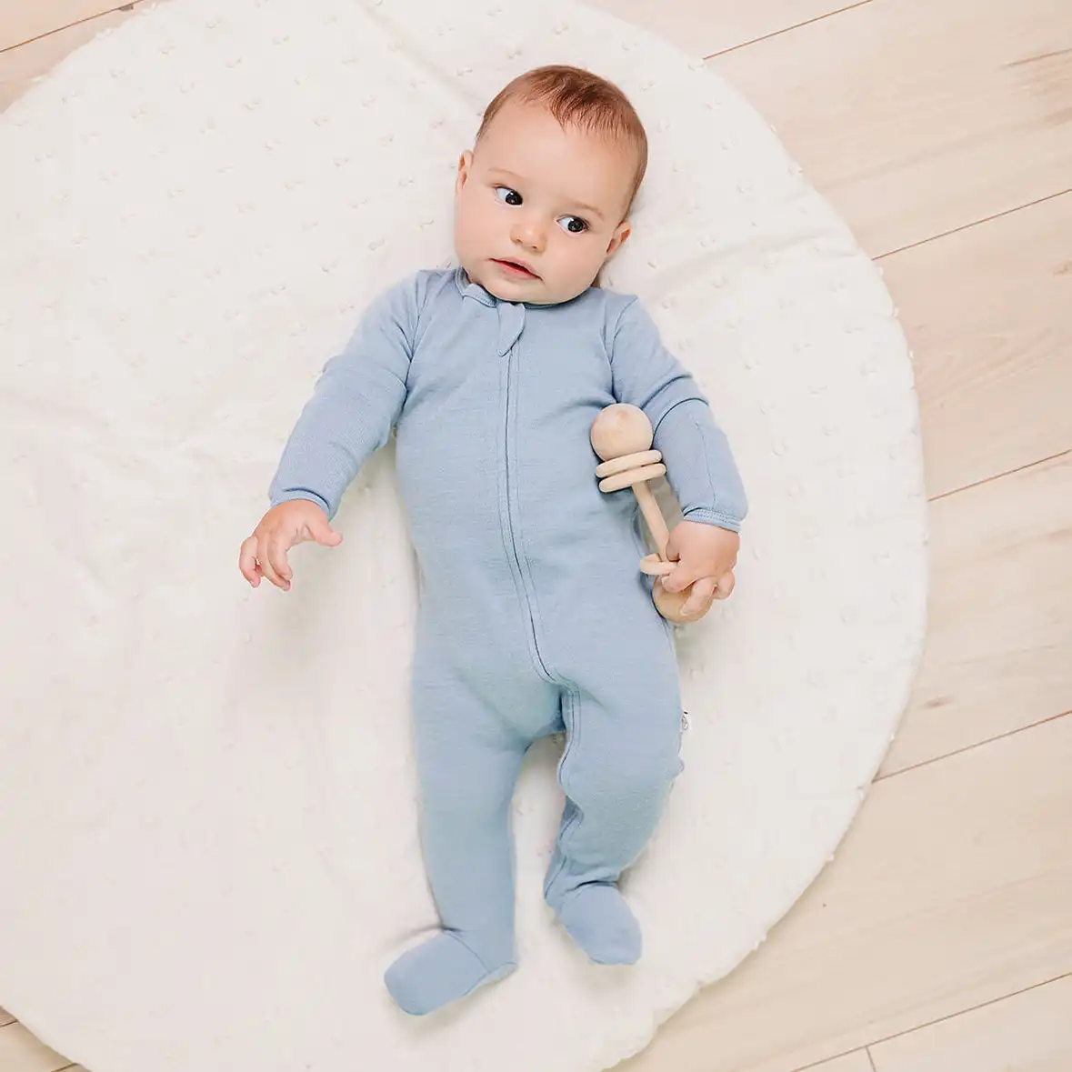 Alternative view of Footie Pajamas, Merino Wool, Blue