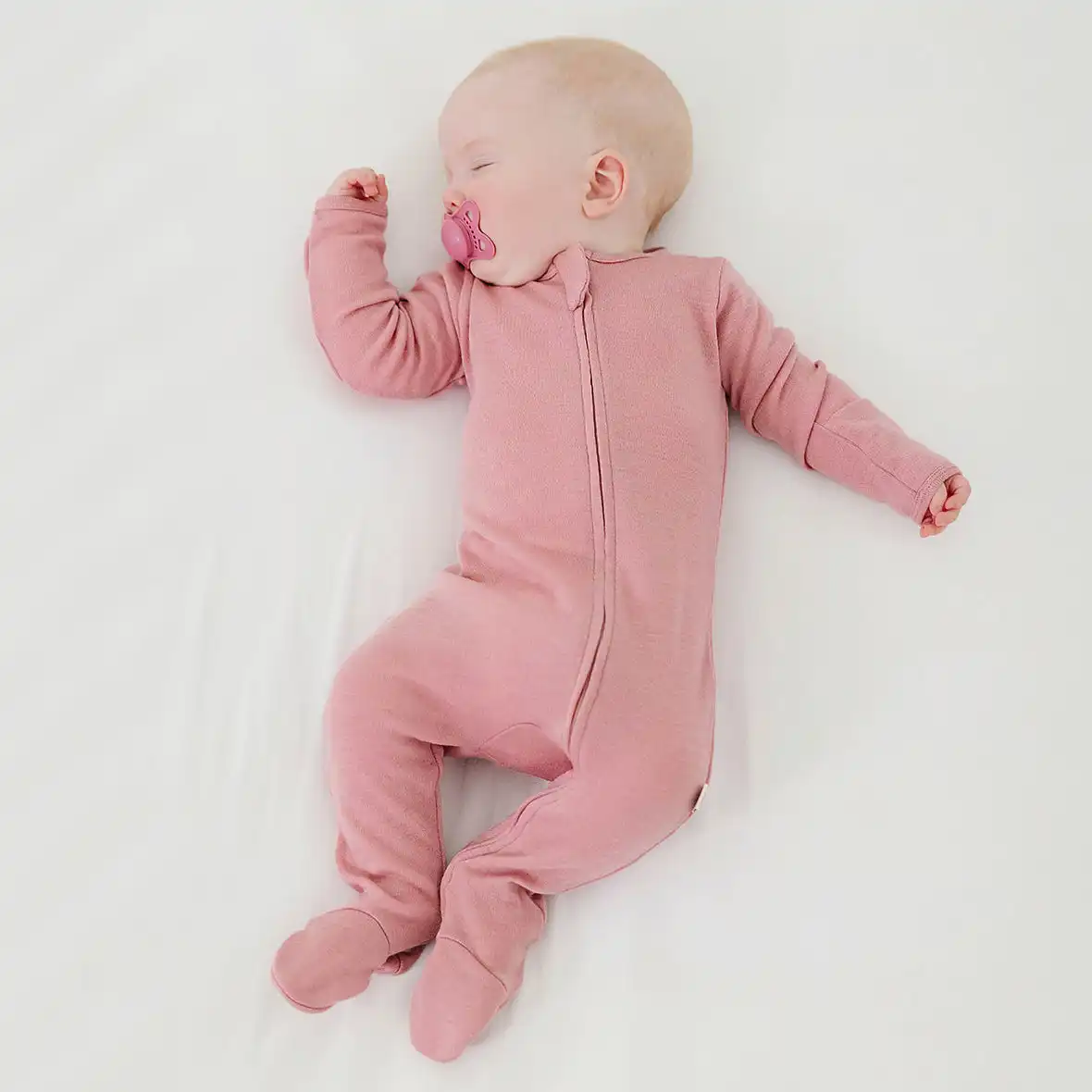Alternative view of Footie Pajamas, Merino Wool, Blush