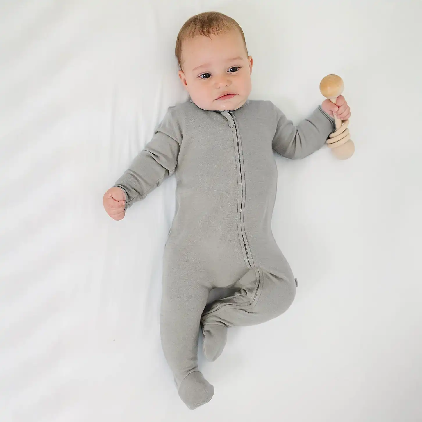 Alternative view of Footie Pajamas, Merino Wool, Dove