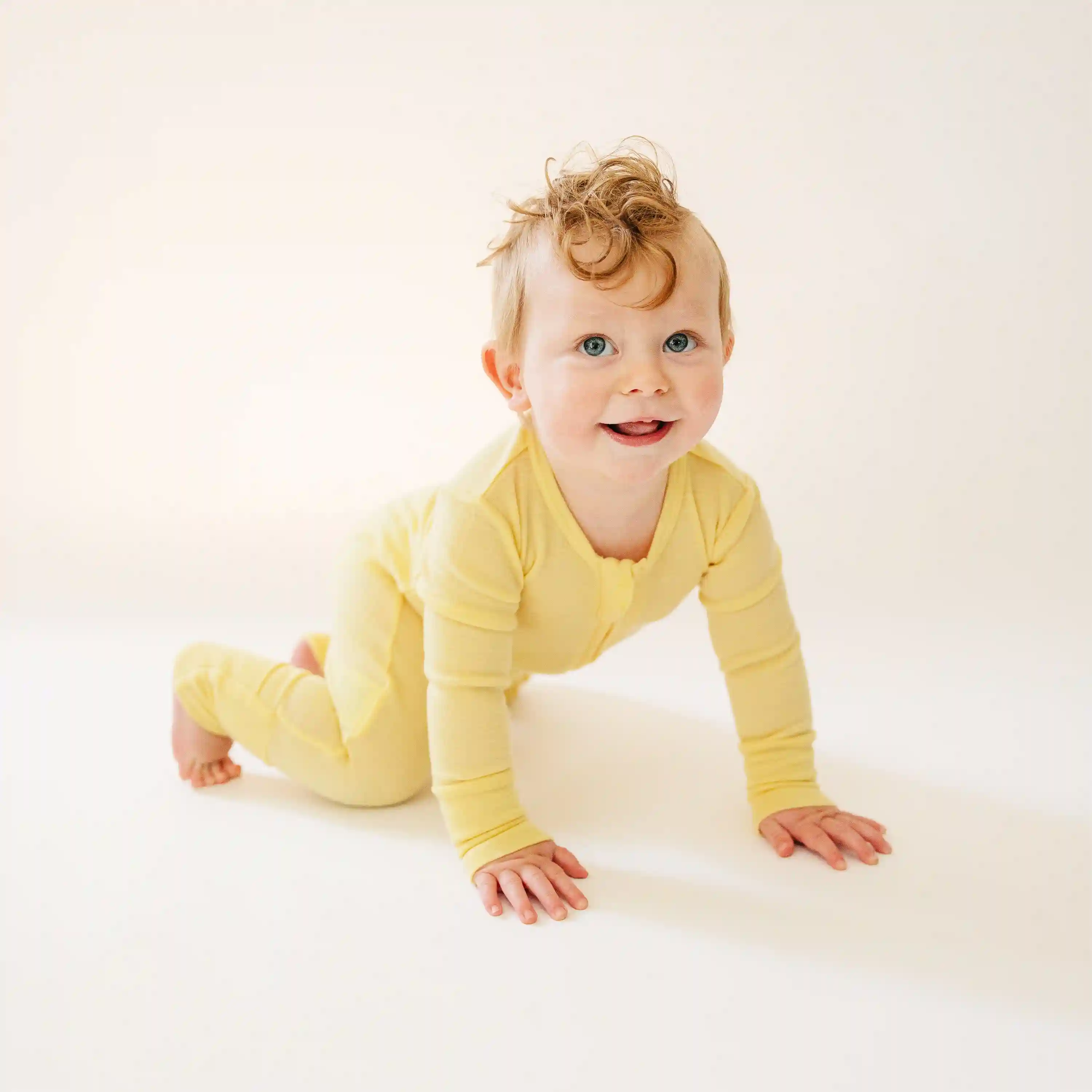Alternative view of Convertible Baby Romper, Footless Pajamas, Merino Wool, Banana