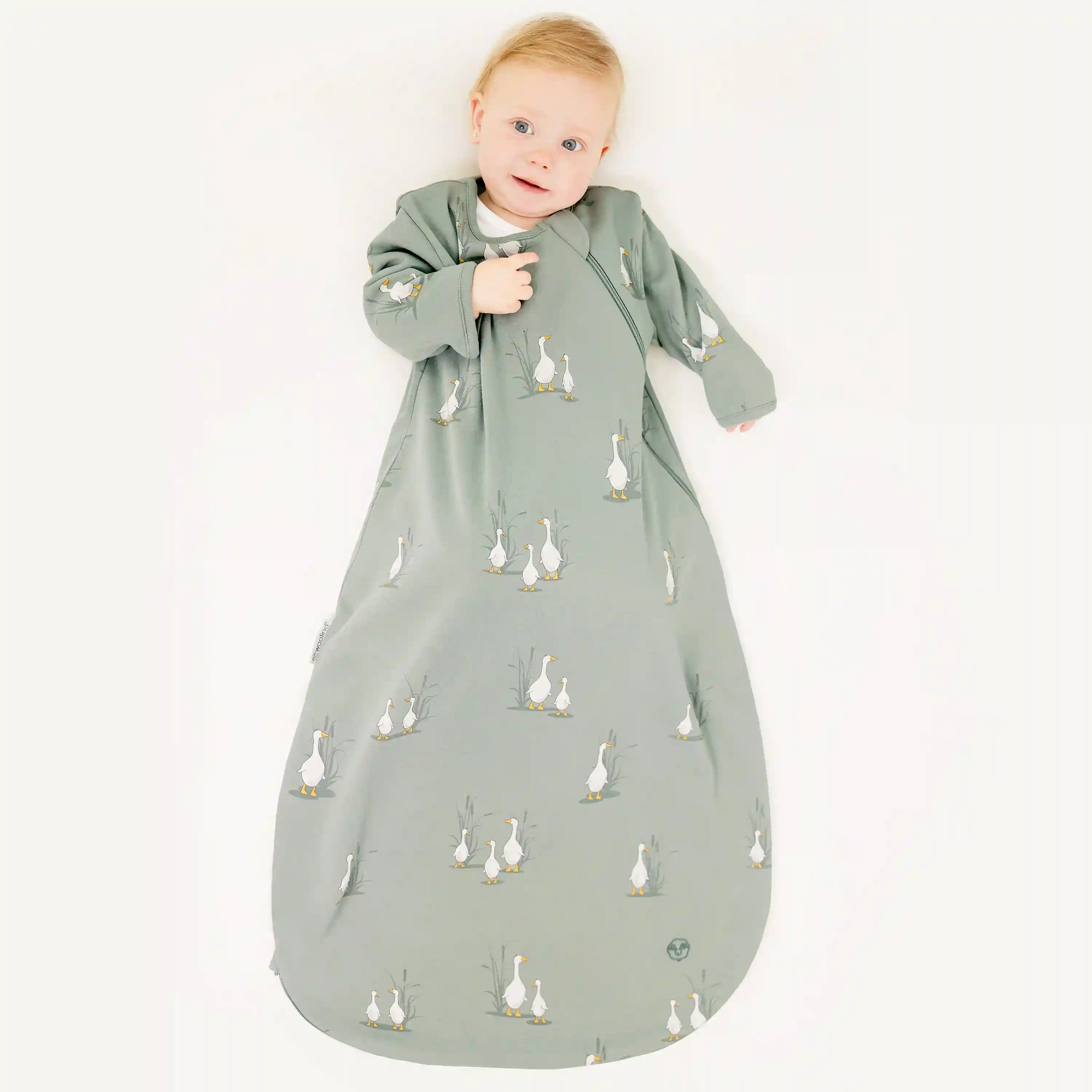 Alternative view of Slumber Sack, Baby Sleep Bag with Sleeves, Merino Wool & Organic Cotton, Goose