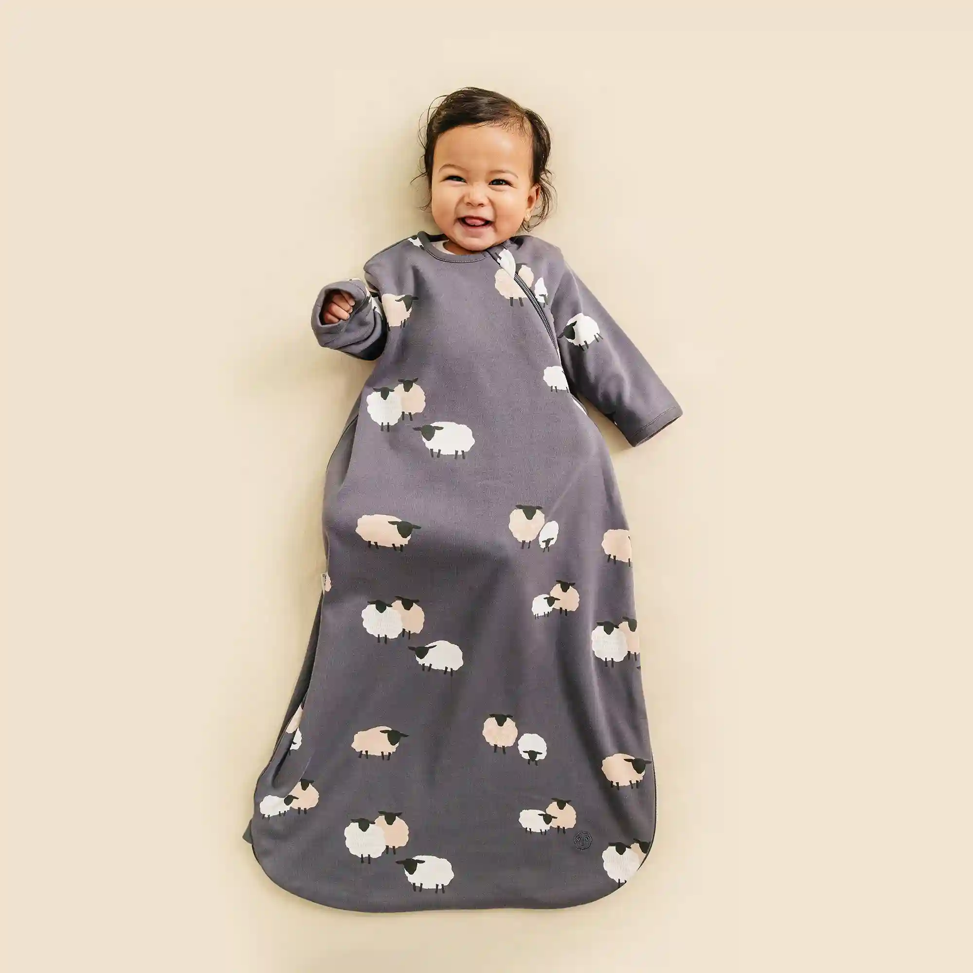 Alternative view of Slumber Sack, Baby Sleep Bag with Sleeves, Merino Wool & Organic Cotton, Sheep Slate