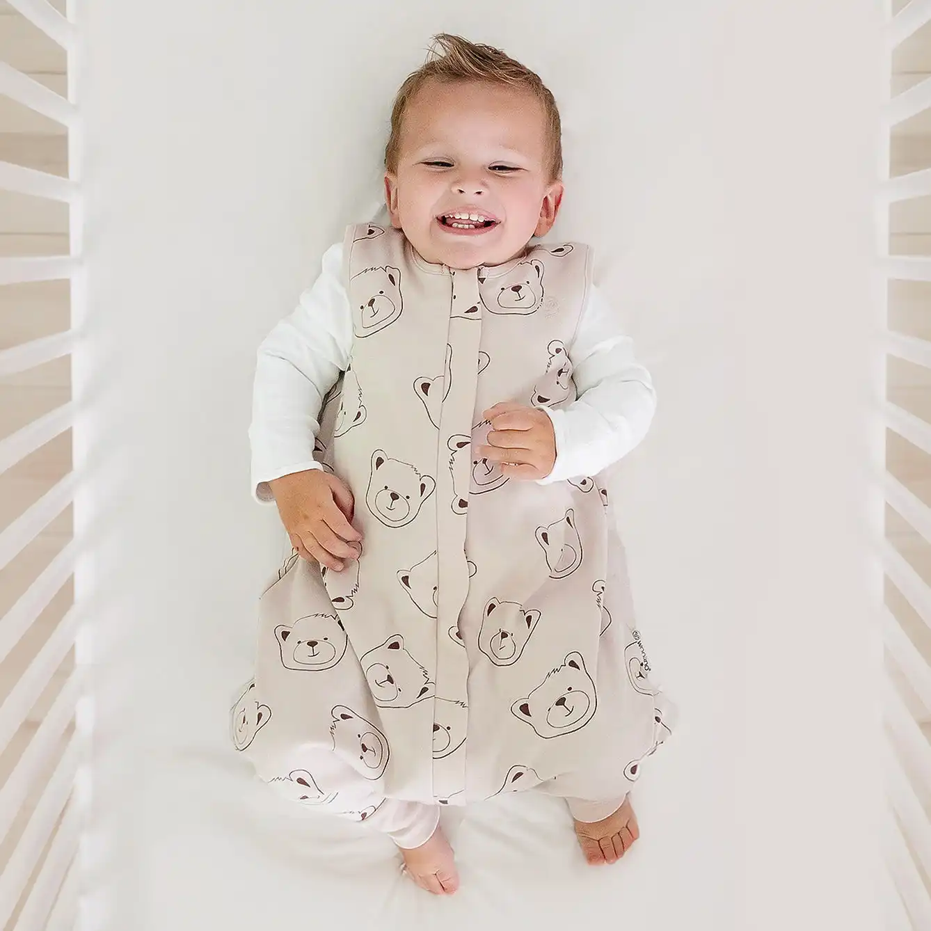 Alternative view of 4 Season® Baby Sleep Bag with Feet, Merino Wool & Organic Cotton, Teddy Bear