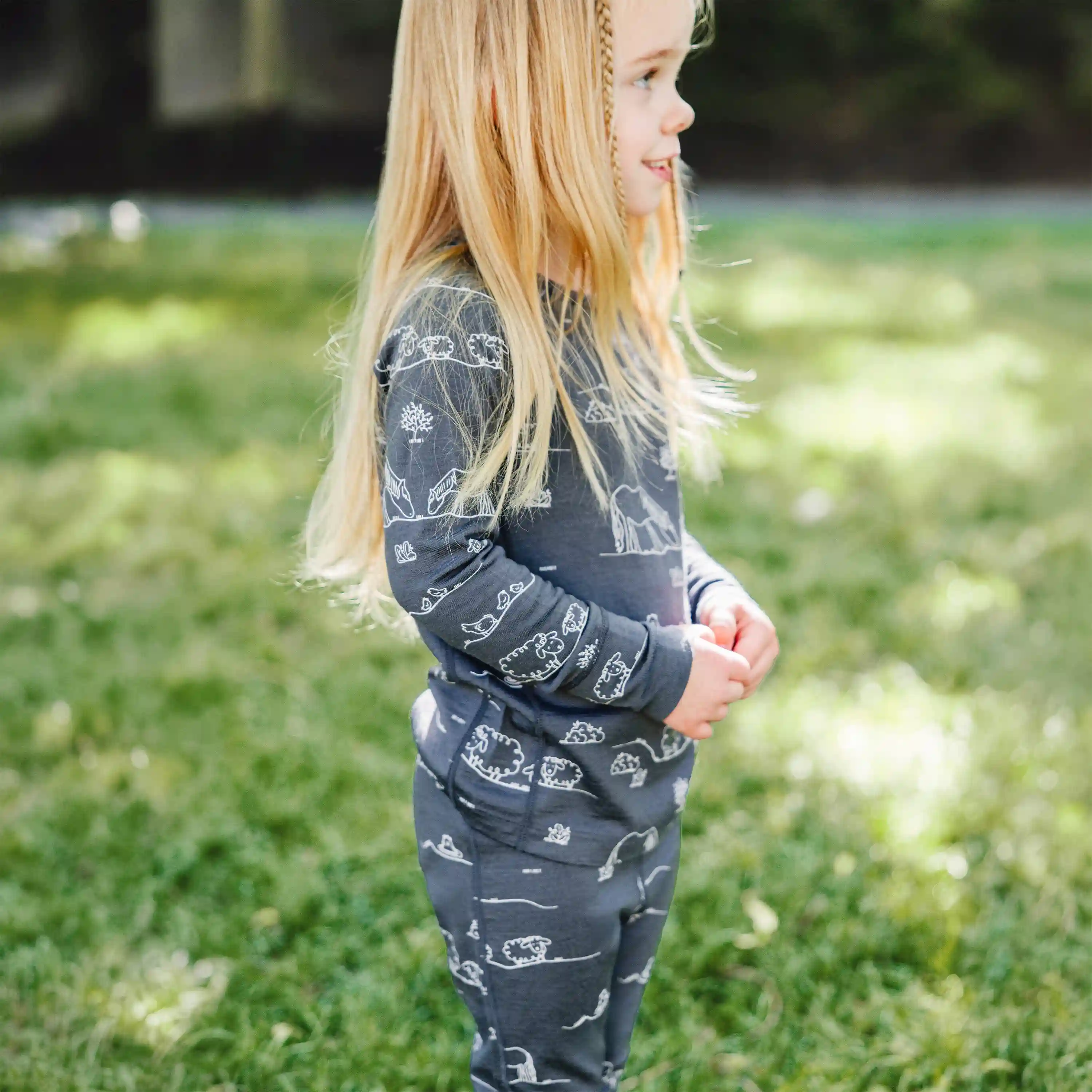 Kids Merino Wool Base Layer, Long Sleeve Top, Farm