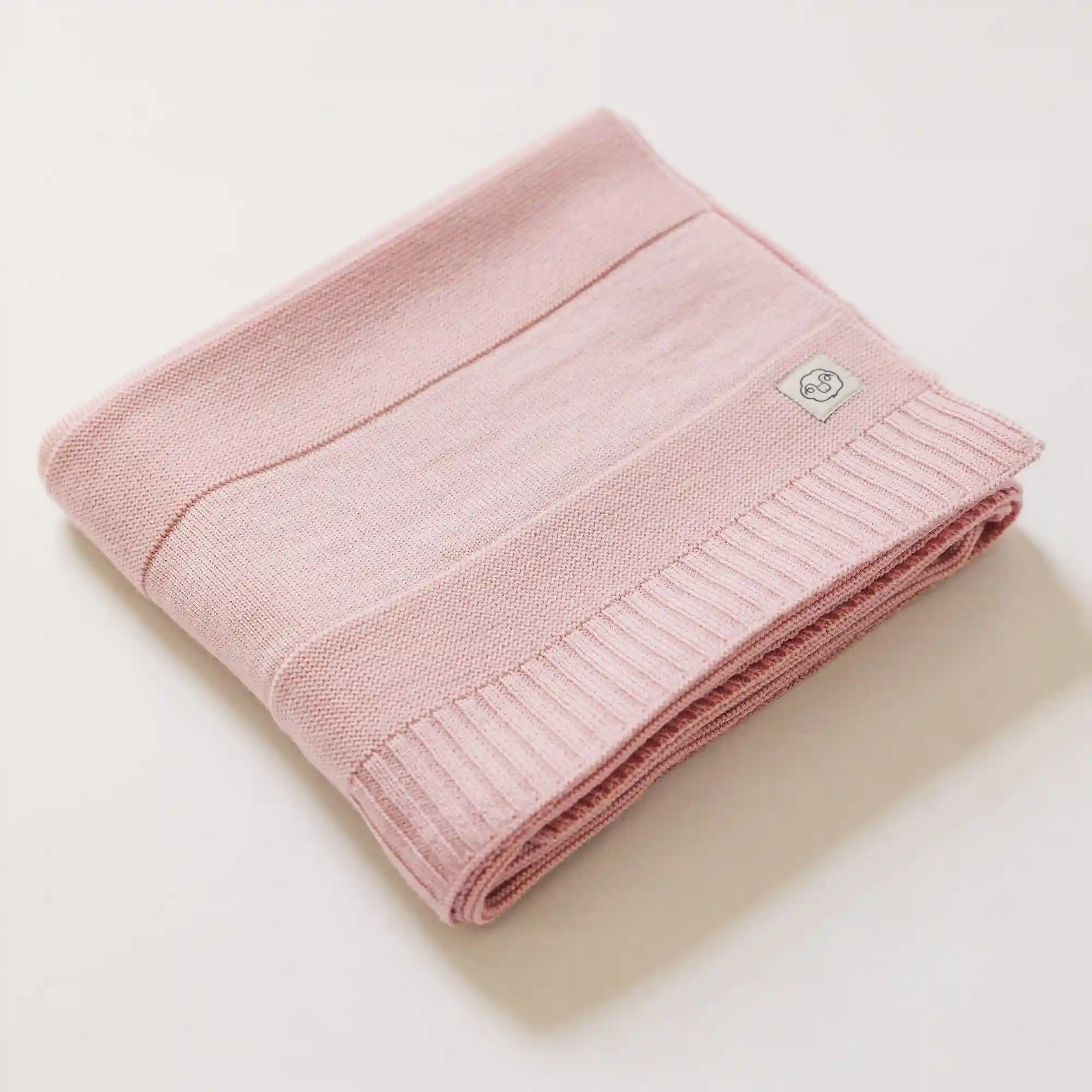 Knitted Baby Blanket, 100% Merino Wool, 31.5" x 40", Crystal Pink