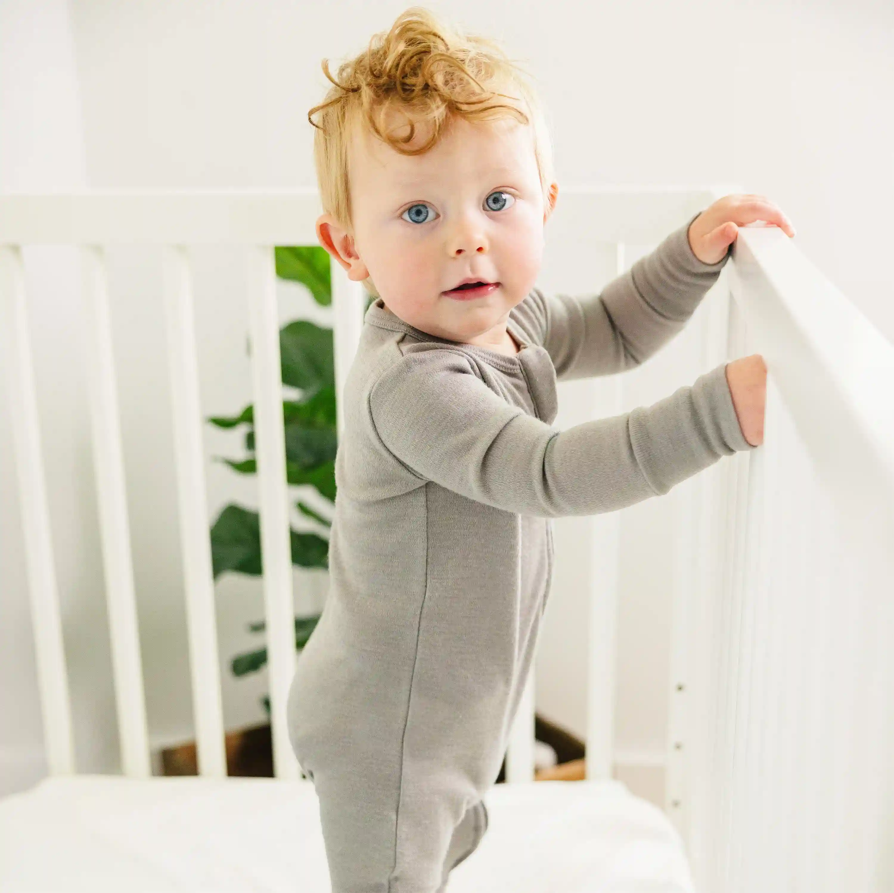 Alternative view of Convertible Baby Romper, Footless Pajamas, Merino Wool, Dove
