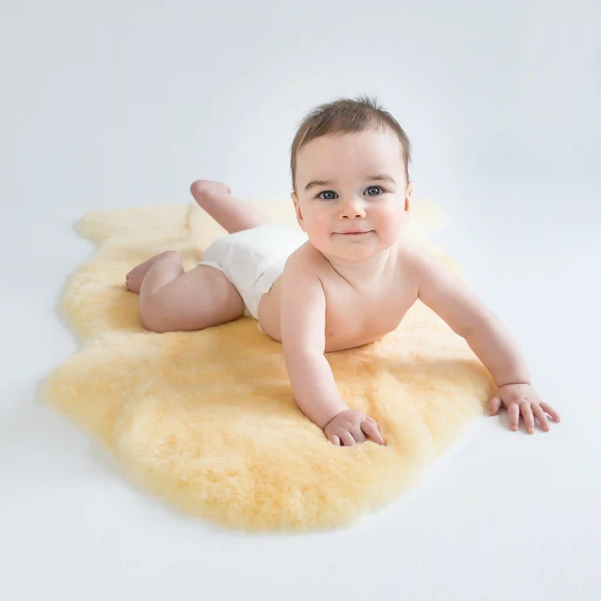 Alternative view of Sheepskin Rug for Babies, 100% Natural, Shorn Lambskin Wool, 2 x 3 Feet, Flax