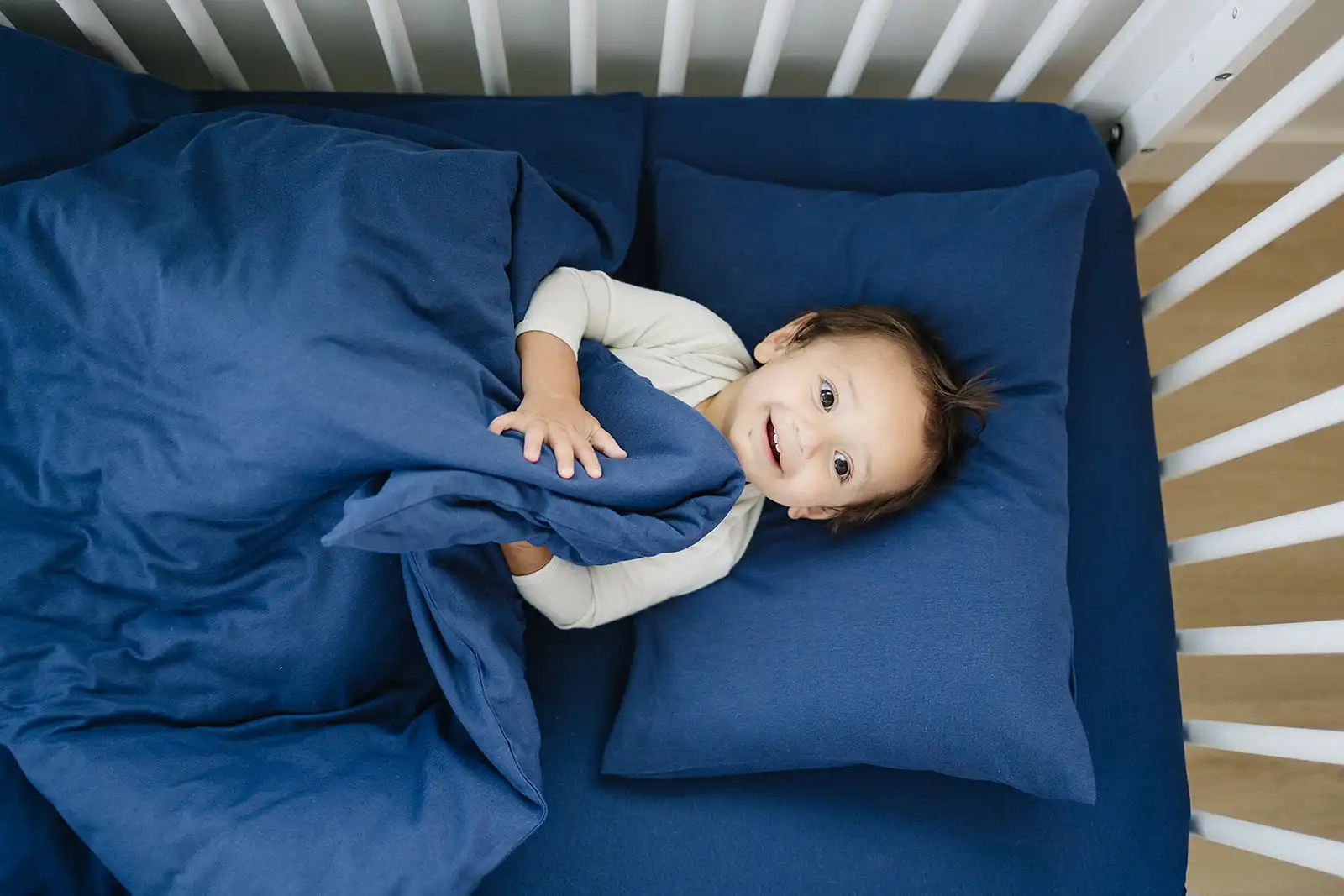 Alternative view of Imperfect Ecolino® Duvet Cover, 100% Organic Cotton, Crib or Toddler, Navy Blue