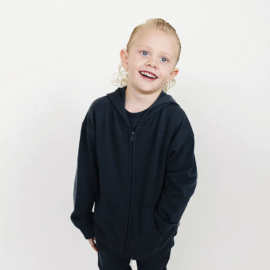 Alternative view of Kids Merino Wool Hoodie, Blueberry