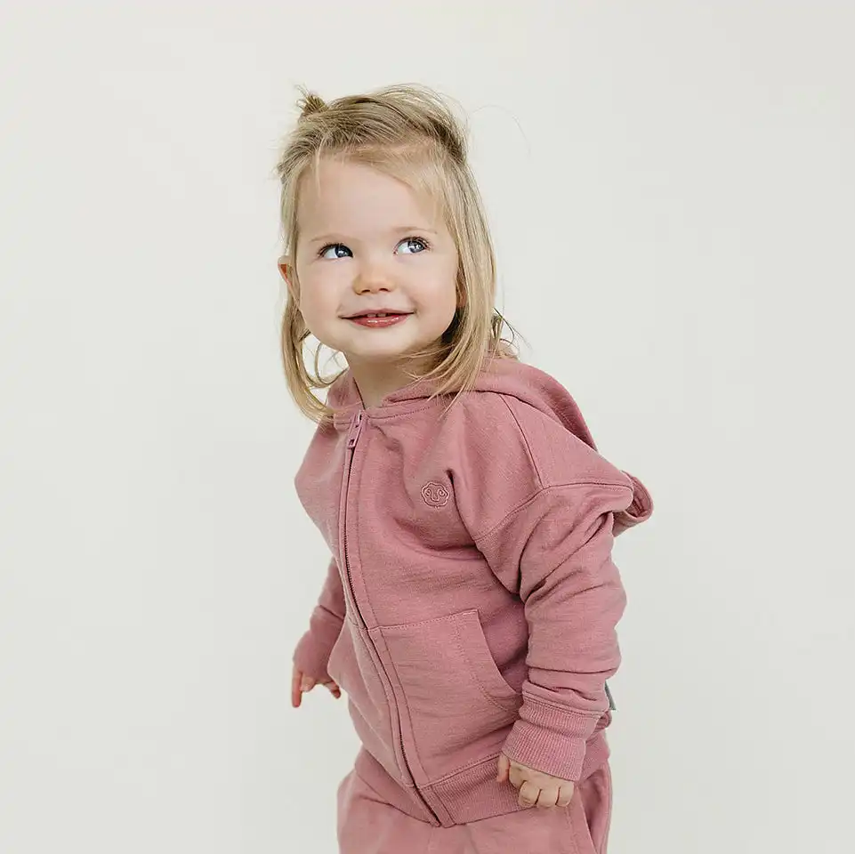 Alternative view of Kids Merino Wool Hoodie, Mauve Pink