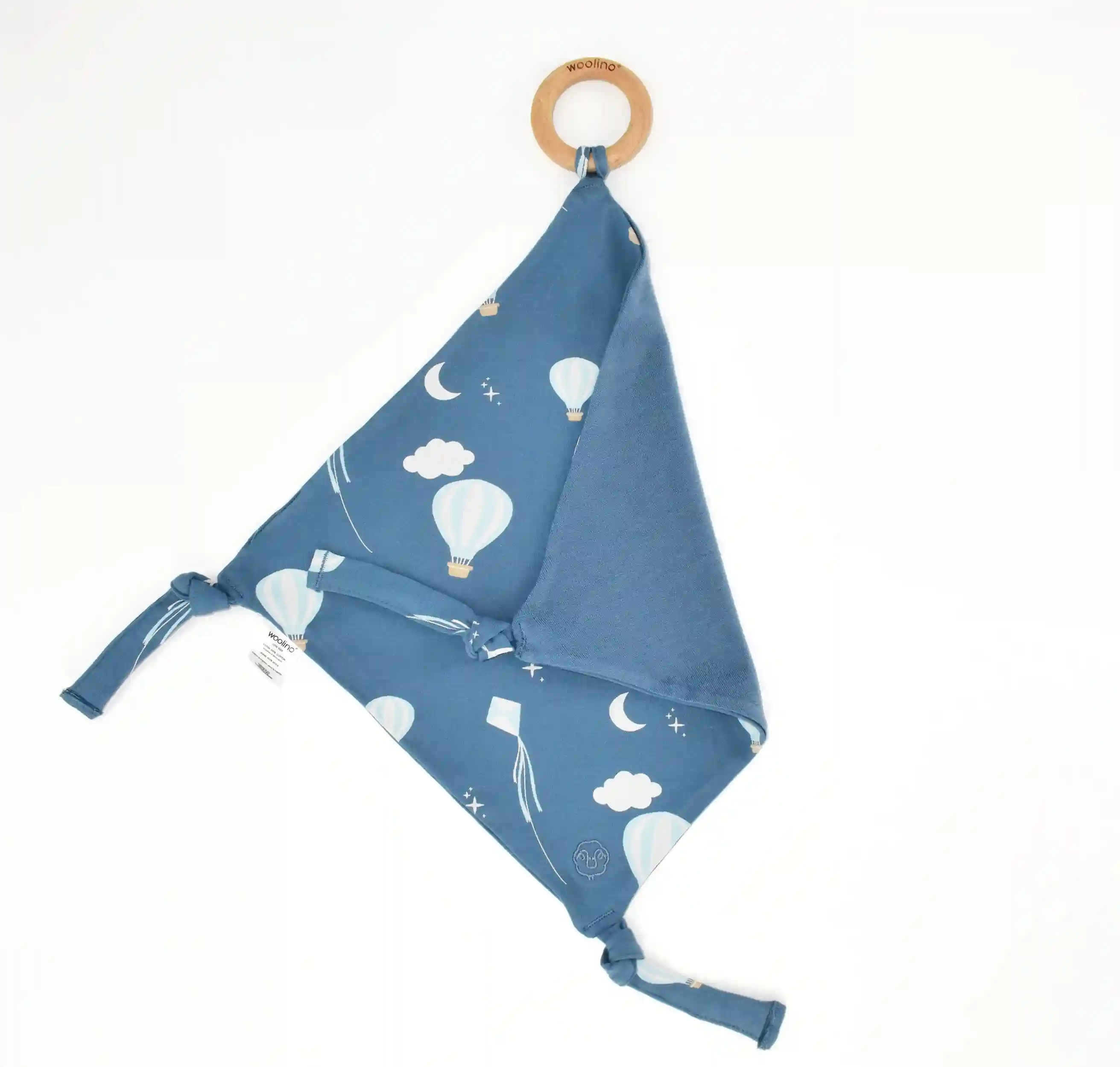 Alternative view of Lovey, Merino Wool and Organic Cotton with Removable Teething Ring, Hot Air Balloon