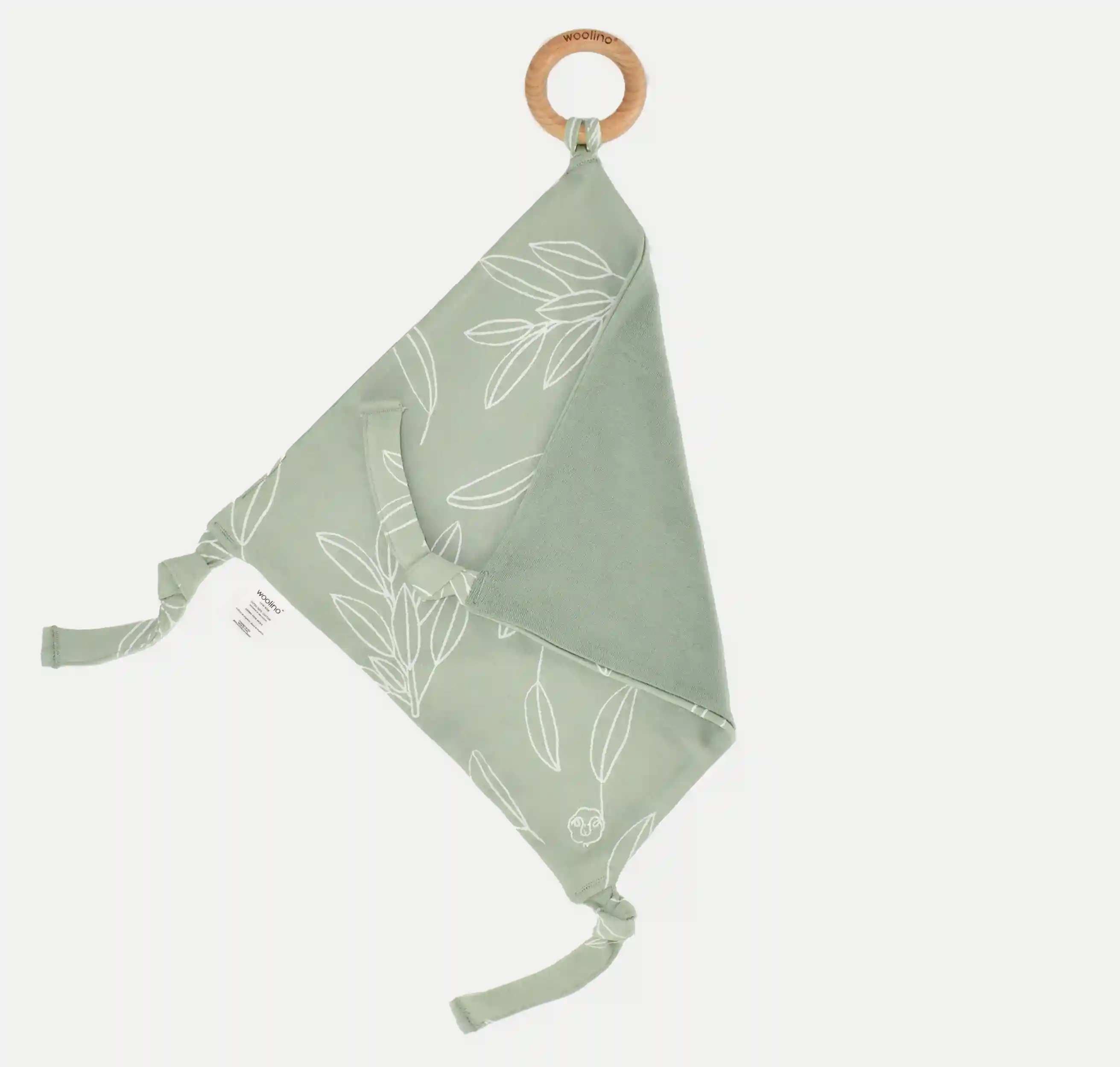 Alternative view of Lovey, Merino Wool and Organic Cotton with Removable Teething Ring, Sage
