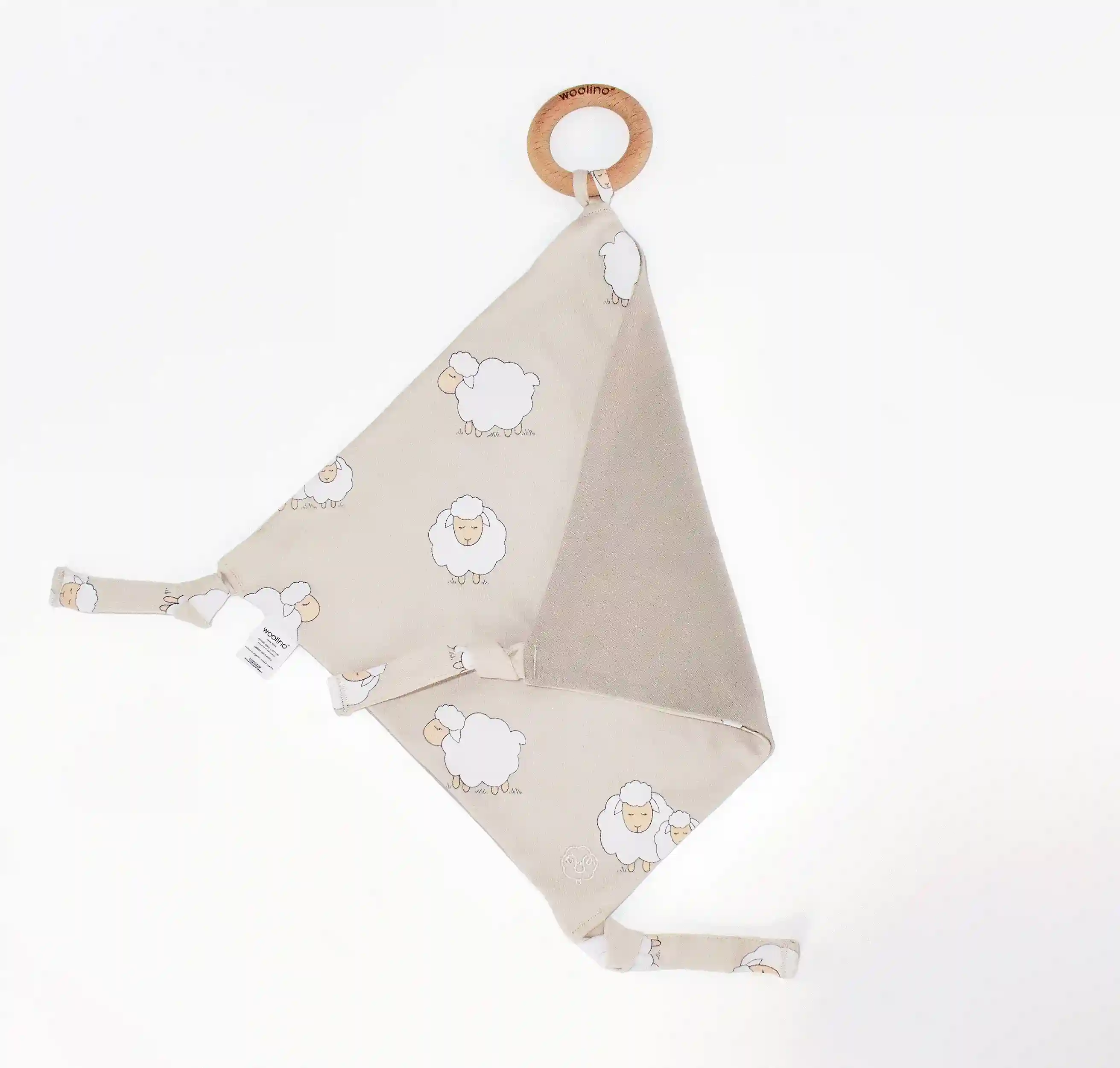 Alternative view of Lovey, Merino Wool and Organic Cotton with Removable Teething Ring, Sheep