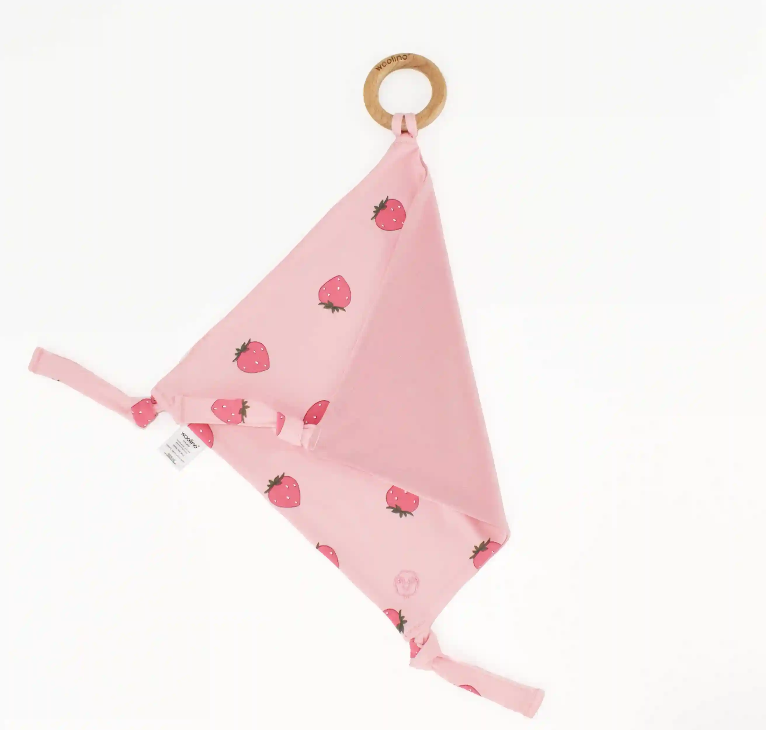 Alternative view of Lovey, Merino Wool and Organic Cotton with Removable Teething Ring, Strawberry