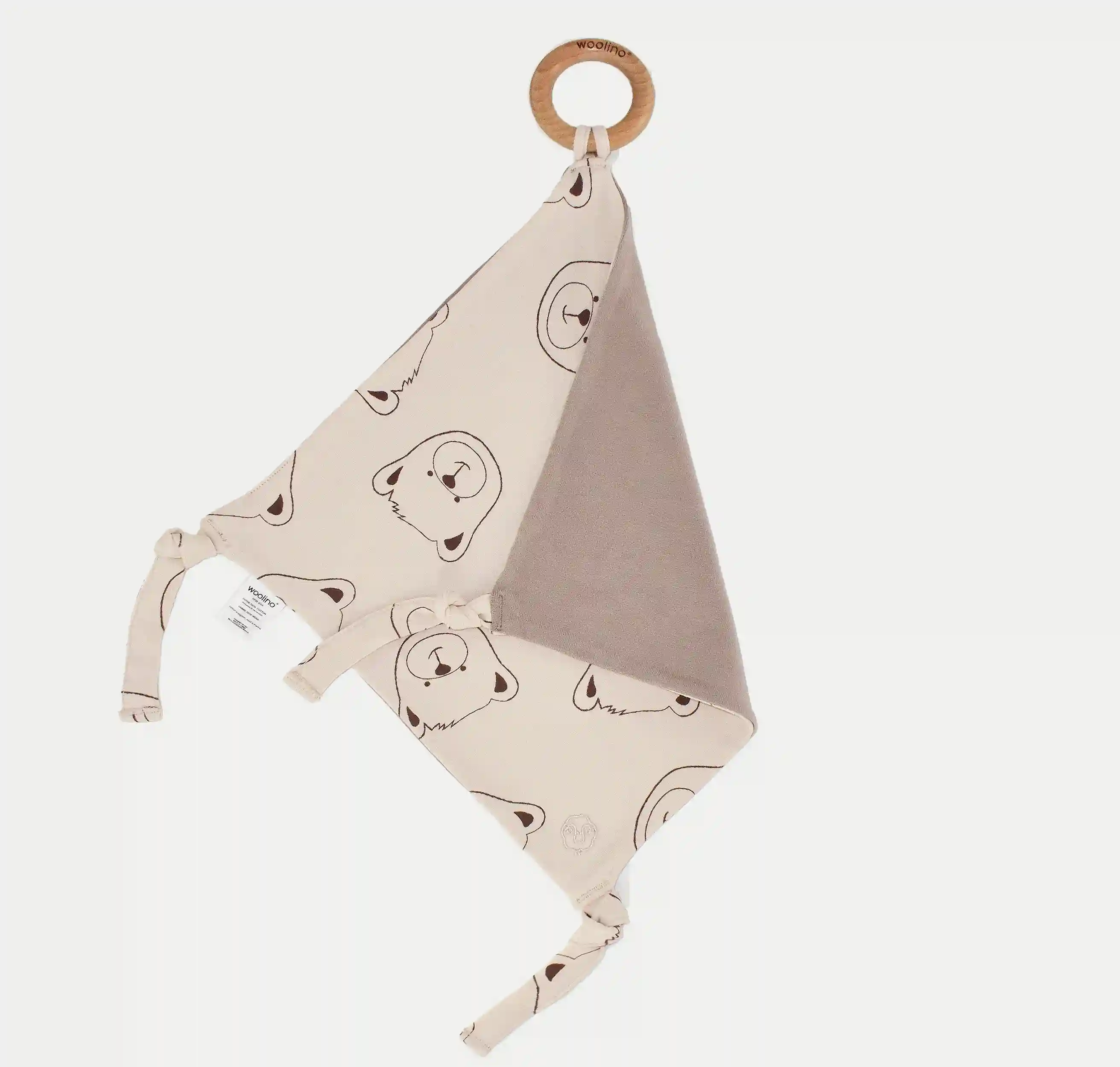Alternative view of Lovey, Merino Wool and Organic Cotton with Removable Teething Ring, Teddy Bear