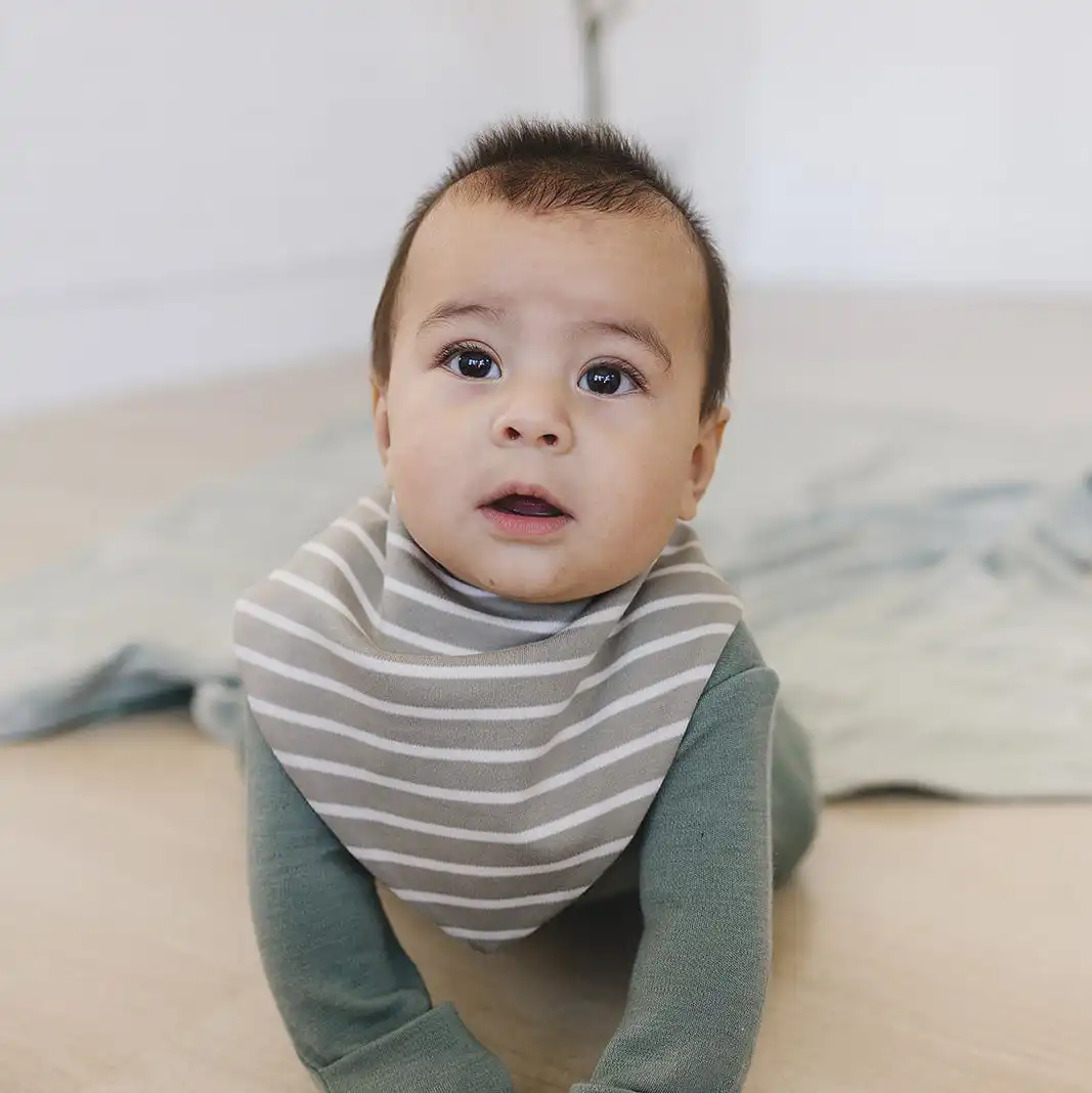 Alternative view of Bandana Bib Set, Merino Wool & Organic Cotton, Set of 2, Earth
