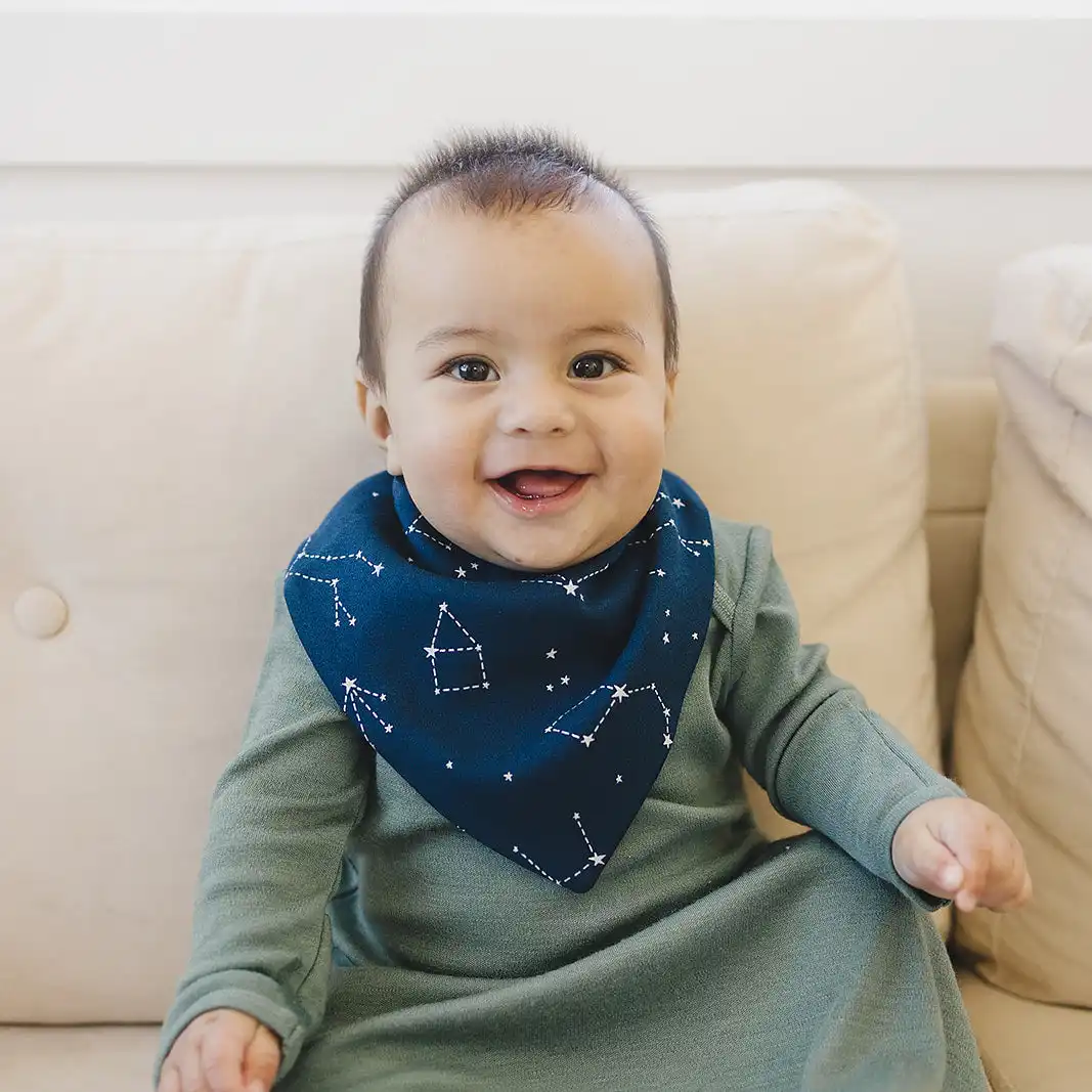 Alternative view of Bandana Bib Set, Merino Wool & Organic Cotton, Set of 2, Night Sky™