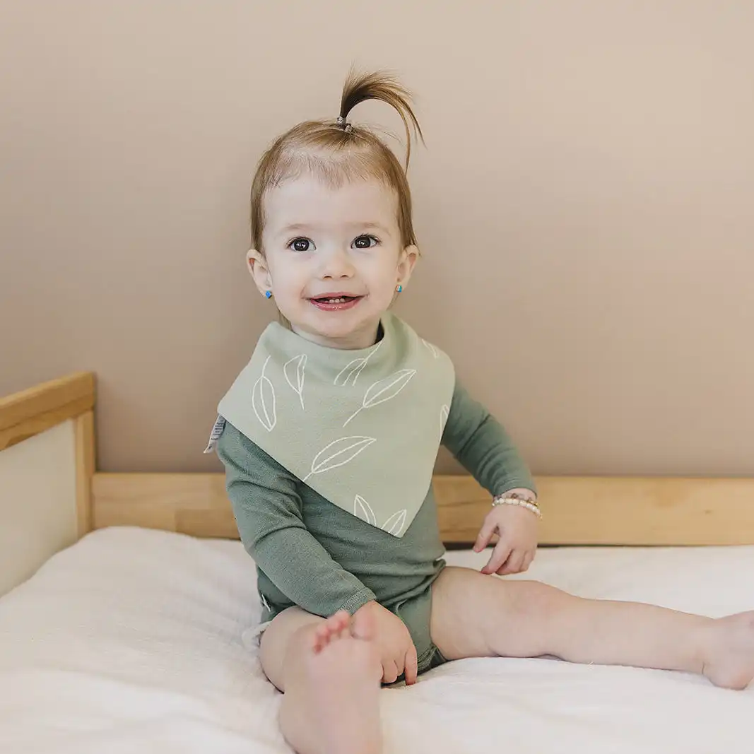 Alternative view of Bandana Bib Set, Merino Wool & Organic Cotton, Set of 2, Sage