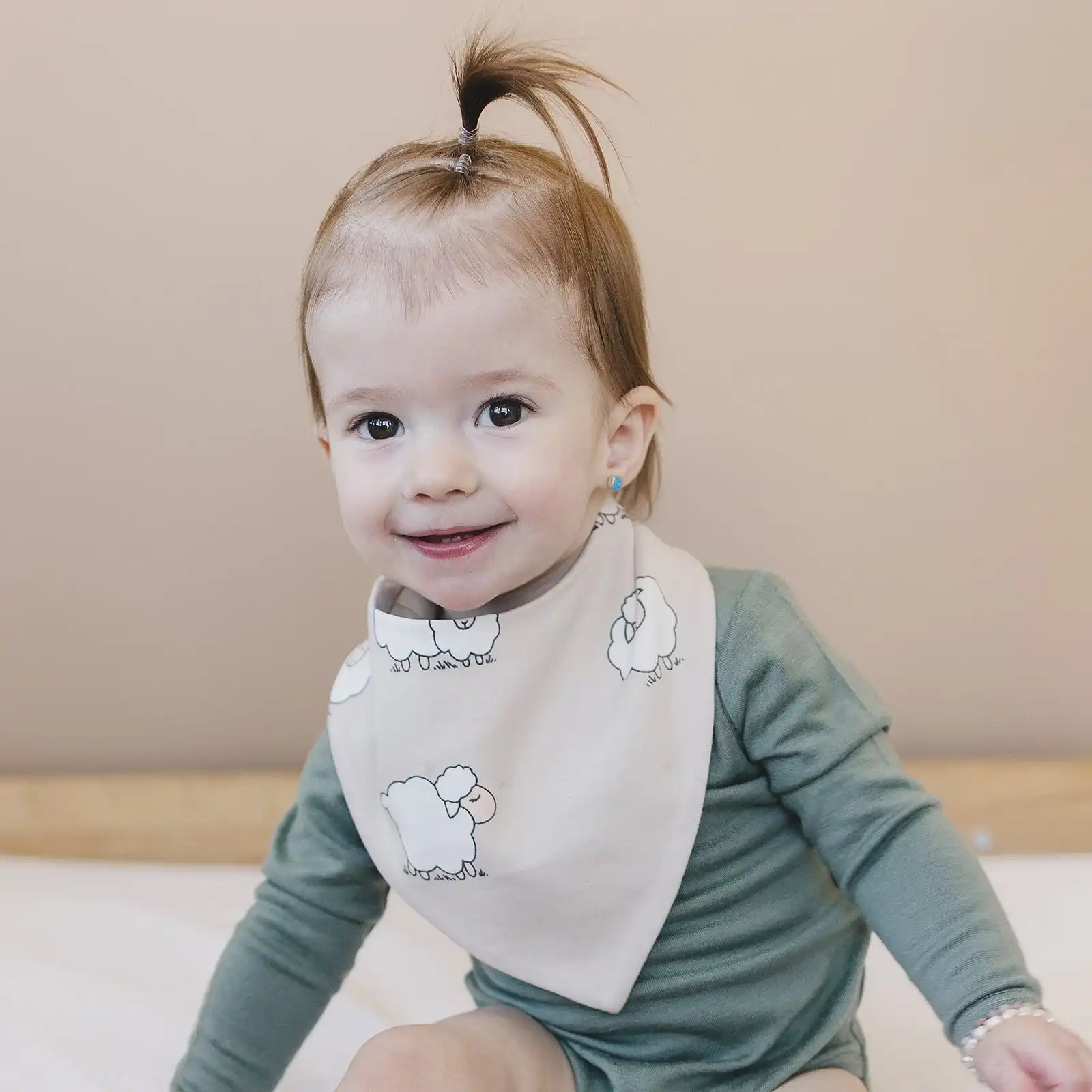 Alternative view of Bandana Bib Set, Merino Wool & Organic Cotton, Set of 2, Sheep