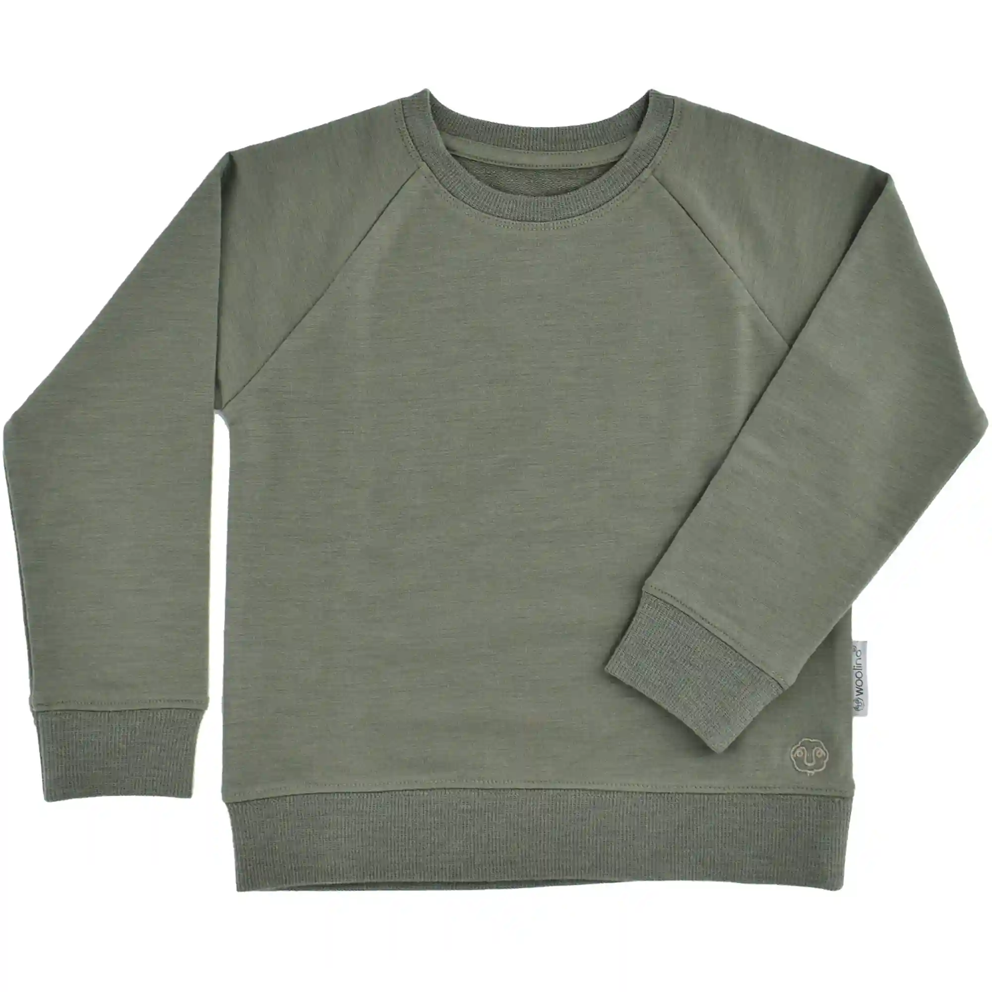 Kids Merino Wool Crew Neck Sweatshirt, Olive
