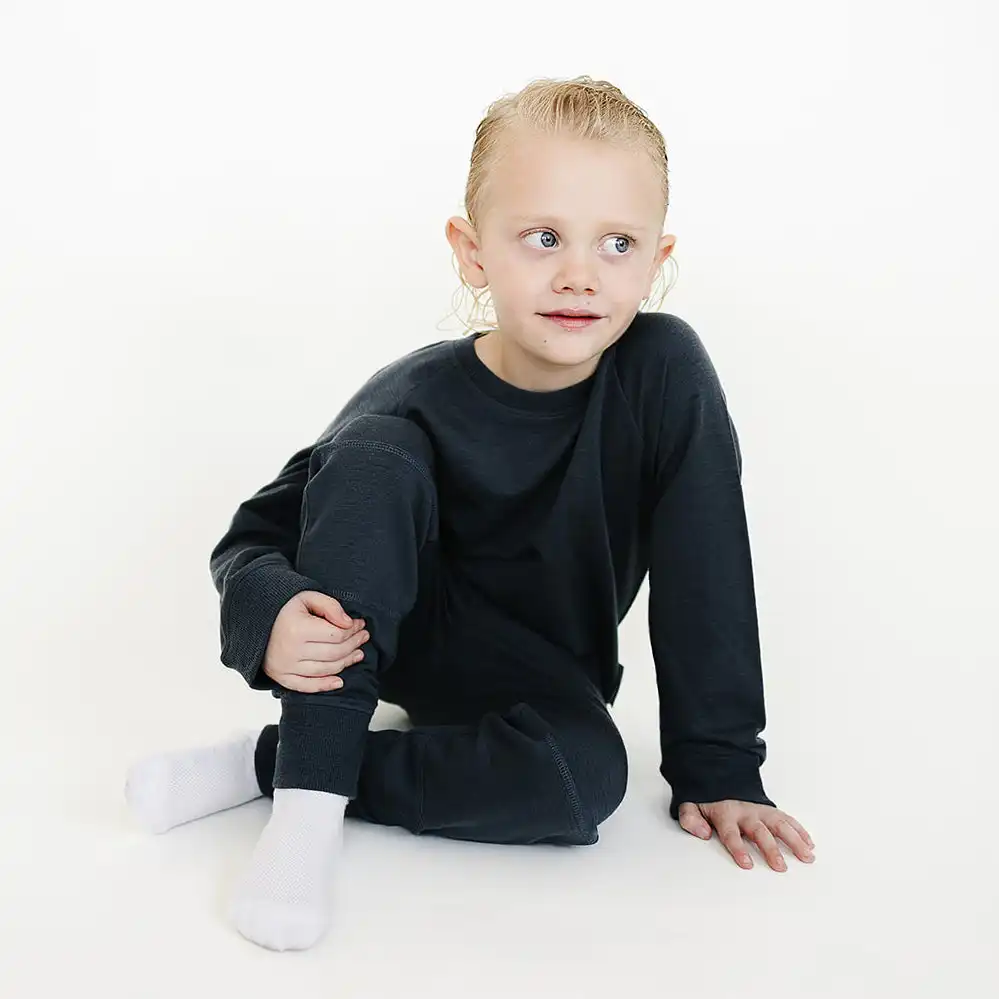 Alternative view of Kids Merino Wool Joggers, Blueberry