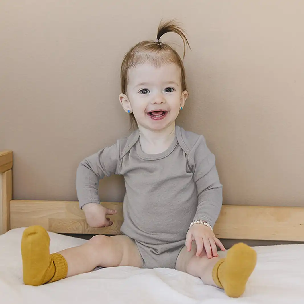 Alternative view of Baby Bodysuit, Long Sleeve, Merino Wool, Dove